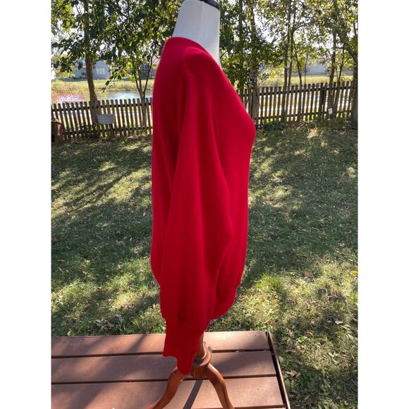 Vintage Izod Red Cardigan Sweater M Acrylic U.S.A. Woman Missing Button - Picture 9 of 10